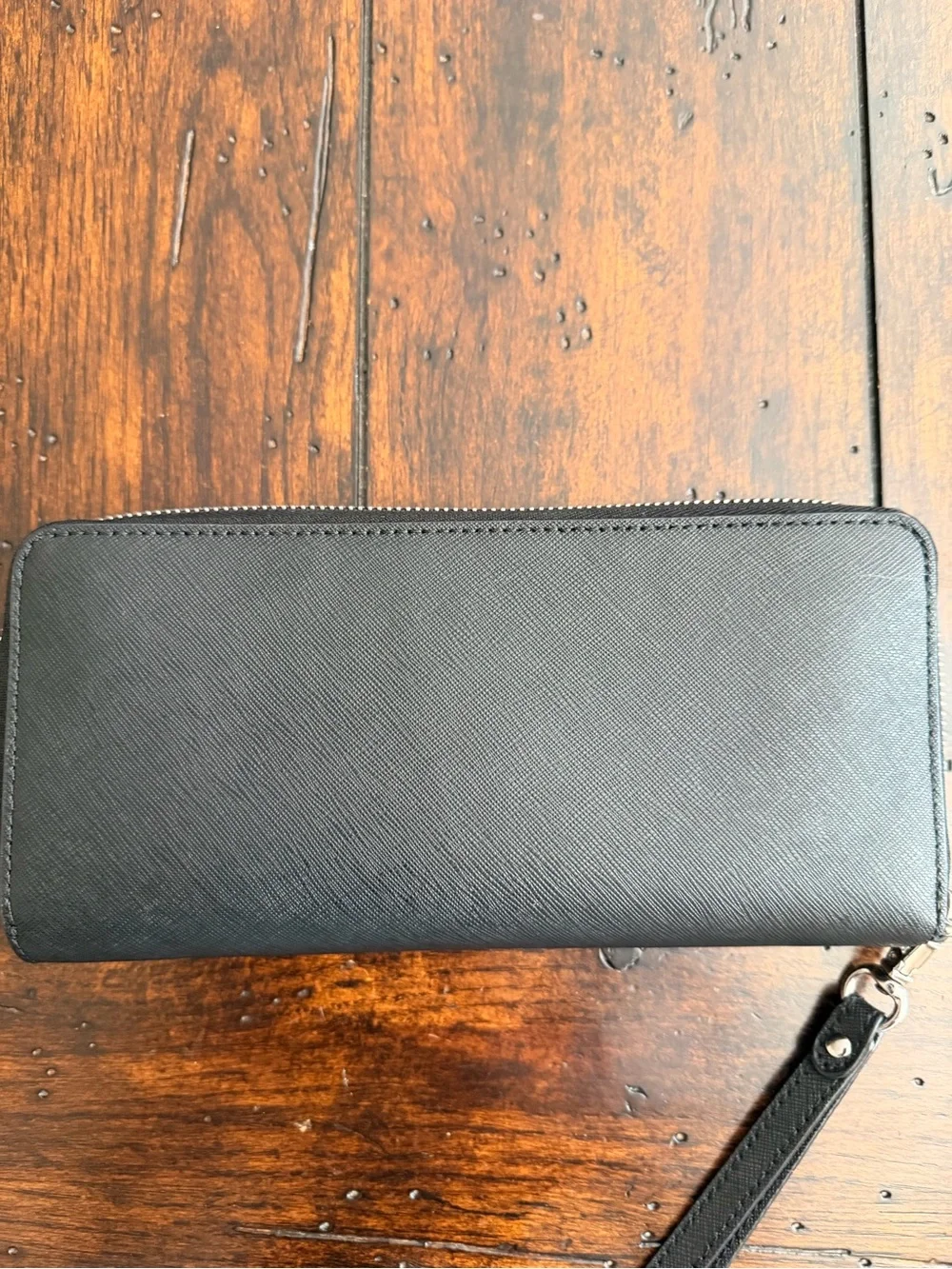 Michael Kors Black Saffiano Zip-Around Wristlet Wallet with Gold Logo